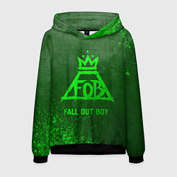 Толстовка-худи мужская Fall Out Boy - green gradient, цвет: 3D-черный