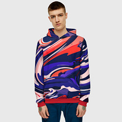 Толстовка-худи мужская Абстракция разводов разноцветная, цвет: 3D-красный — фото 2