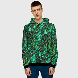 Толстовка-худи мужская Змеиная зелёная кожа, цвет: 3D-черный — фото 2