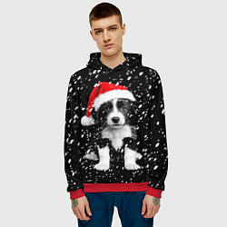 Толстовка-худи мужская Новогодний милый щенок, цвет: 3D-красный — фото 2