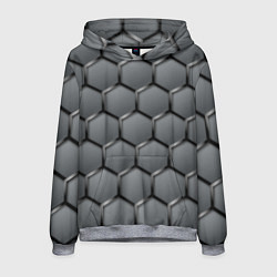 Мужская толстовка Стальные шестигранники на сером фоне