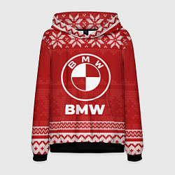 Толстовка-худи мужская Новогодний BMW, цвет: 3D-черный