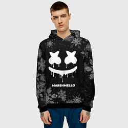 Толстовка-худи мужская Снежный Marshmello, цвет: 3D-черный — фото 2