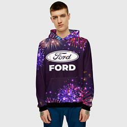 Толстовка-худи мужская Праздничный Ford, цвет: 3D-черный — фото 2