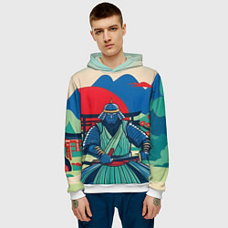 Толстовка-худи мужская Ретро самурай, цвет: 3D-белый — фото 2