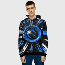 Толстовка-худи мужская Чёрно-синяя сфера киберпанк, цвет: 3D-черный — фото 2