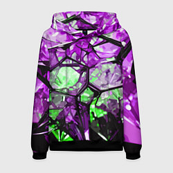 Мужская толстовка Чёрно-зелёная абстракция на фиолетовом фоне