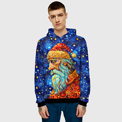 Толстовка-худи мужская Santa Claus: pop-art-brut-nouveau pointillism, цвет: 3D-черный — фото 2