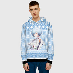 Толстовка-худи мужская Rei christmas sweater Evangelion, цвет: 3D-черный — фото 2