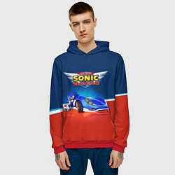 Толстовка-худи мужская Hedgehog - Sonic racing team, цвет: 3D-красный — фото 2