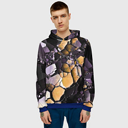 Толстовка-худи мужская Чёрно-жёлтый камень, цвет: 3D-синий — фото 2