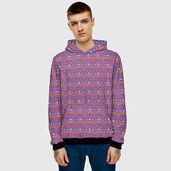 Толстовка-худи мужская Узор оранжево-синий, цвет: 3D-черный — фото 2