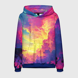 Мужская толстовка Розовые облака на синем небе