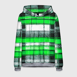 Мужская толстовка Чёрные полосы на зелёном-белом фоне