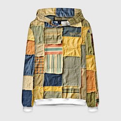 Толстовка-худи мужская Пэчворк в желтых оттенках, цвет: 3D-белый