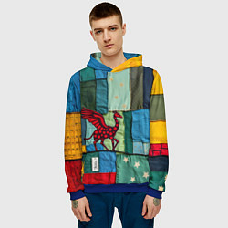 Толстовка-худи мужская Пэчворк с драконом, цвет: 3D-синий — фото 2