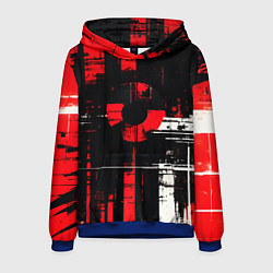 Мужская толстовка Красно-белый гранж на чёрном фоне