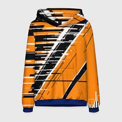 Мужская толстовка Чёрно-белые глитч полосы на оранжевом фоне
