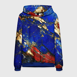 Мужская толстовка Золотой и красный минерал в синем камне