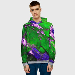 Толстовка-худи мужская A purple mineral in a green stone, цвет: 3D-меланж — фото 2
