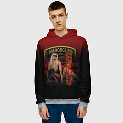Толстовка-худи мужская Девушка и Lamborghini, цвет: 3D-меланж — фото 2