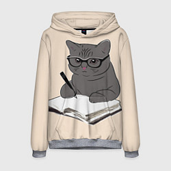 Толстовка-худи мужская Психолог кот, цвет: 3D-меланж