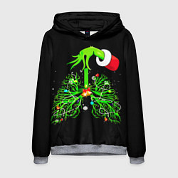 Толстовка-худи мужская Гринч похищает сердца, цвет: 3D-меланж
