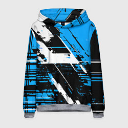 Мужская толстовка Diagonal black and white stripes on a blue backgro