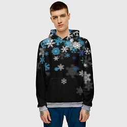Толстовка-худи мужская Снежинки объемные, цвет: 3D-меланж — фото 2