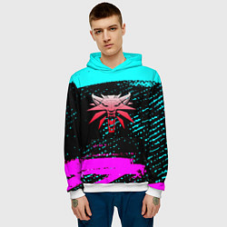 Толстовка-худи мужская The Witcher неоновые краски, цвет: 3D-белый — фото 2