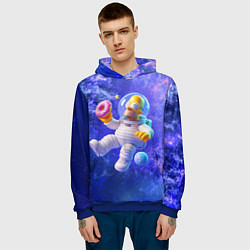 Толстовка-худи мужская Homer Simpson is a brave astronaut, цвет: 3D-синий — фото 2