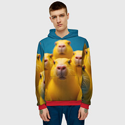 Толстовка-худи мужская Желтые капибары, цвет: 3D-красный — фото 2