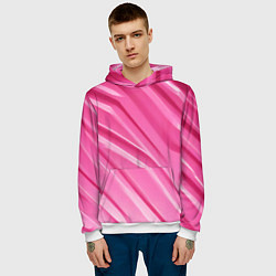 Толстовка-худи мужская Розовый пластик, цвет: 3D-белый — фото 2