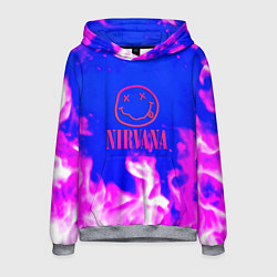 Толстовка-худи мужская Nirvana neon flame, цвет: 3D-меланж