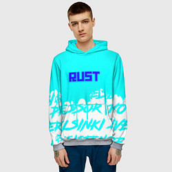 Толстовка-худи мужская Rust надписи краски, цвет: 3D-меланж — фото 2