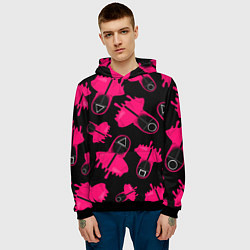 Толстовка-худи мужская Стражи из игры в кальмара, цвет: 3D-черный — фото 2