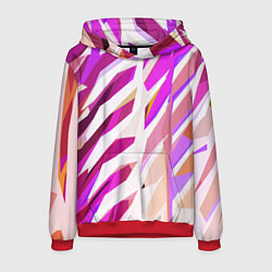 Толстовка-худи мужская Бело-розовая абстракция, цвет: 3D-красный