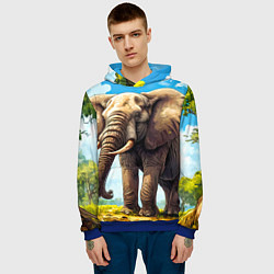Толстовка-худи мужская Огромный слон, цвет: 3D-синий — фото 2