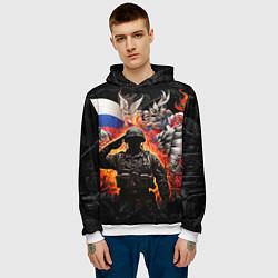 Толстовка-худи мужская Защитник отечества с ангельскими крыльями, цвет: 3D-белый — фото 2