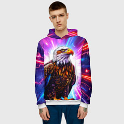 Толстовка-худи мужская Орел в неоновых огнях, цвет: 3D-белый — фото 2