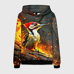 Толстовка-худи мужская Дятел в огне, цвет: 3D-черный