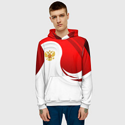 Толстовка-худи мужская Россия - красный и белый, цвет: 3D-белый — фото 2