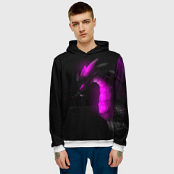 Толстовка-худи мужская Дракон неоновый, цвет: 3D-белый — фото 2