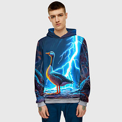 Толстовка-худи мужская Гусь и разряд молнии, цвет: 3D-меланж — фото 2