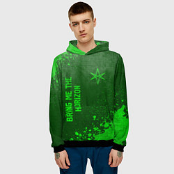 Толстовка-худи мужская Bring Me the Horizon - green gradient вертикально, цвет: 3D-черный — фото 2