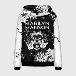 Толстовка-худи мужская Marilyn Manson рок пес, цвет: 3D-черный