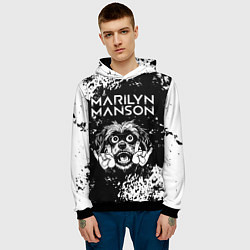 Толстовка-худи мужская Marilyn Manson рок пес, цвет: 3D-черный — фото 2