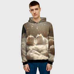 Толстовка-худи мужская Белые милые котята, цвет: 3D-черный — фото 2