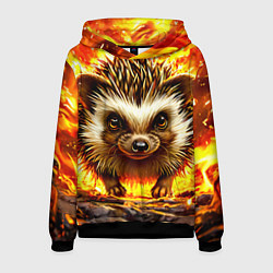 Толстовка-худи мужская Еж в огне, цвет: 3D-черный