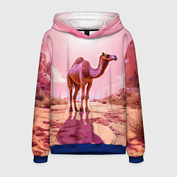 Толстовка-худи мужская Верблюд в розовой пустыне, цвет: 3D-синий